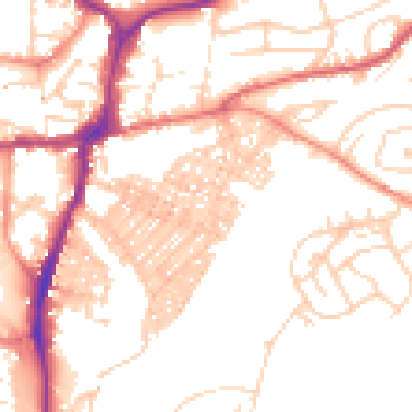 Daytime road noise heatmap for BD23 2EN