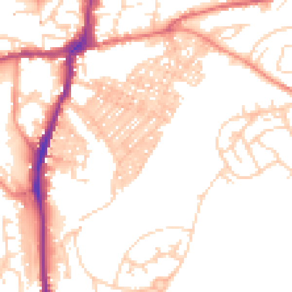 Daytime road noise heatmap for BD23 2EQ