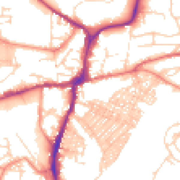 Daytime road noise heatmap for BD23 2HP