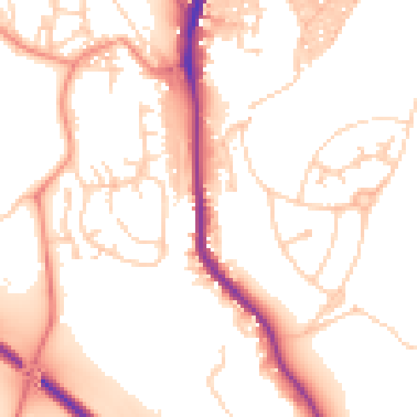 Daytime road noise heatmap for BD23 2RE
