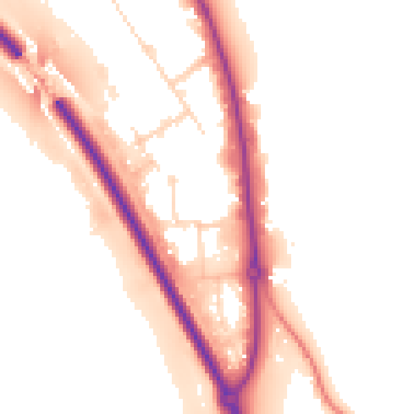 Daytime road noise heatmap for BD23 2TZ