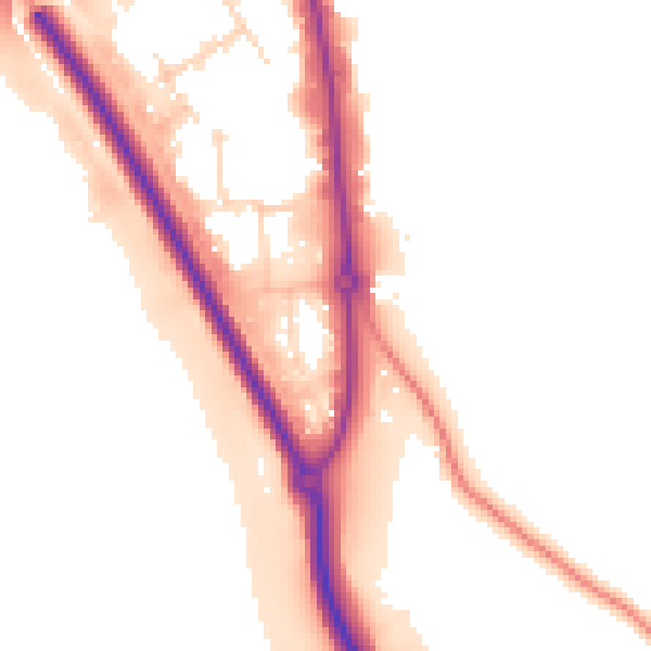 Daytime road noise heatmap for BD23 2UE