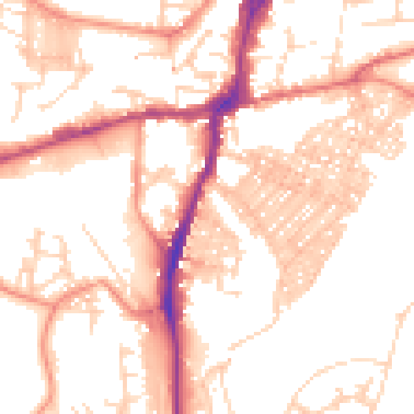 Daytime road noise heatmap for BD23 2UN
