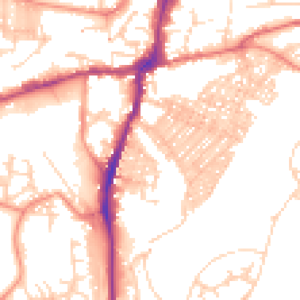 Daytime road noise heatmap for BD23 2UP
