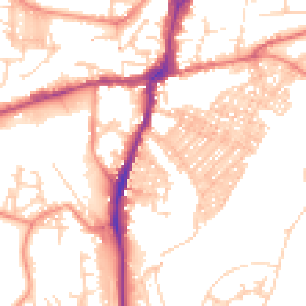 Daytime road noise heatmap for BD23 2UW