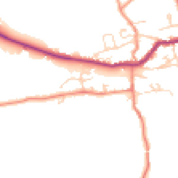 Daytime road noise heatmap for BD23 3PE