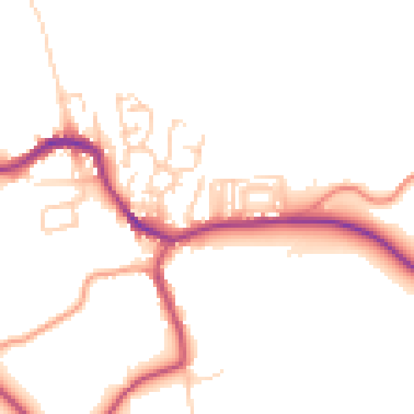 Daytime road noise heatmap for BD23 4AZ
