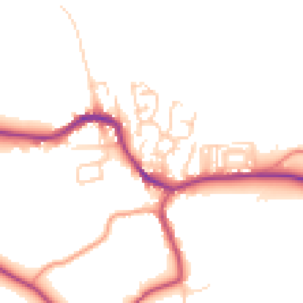 Daytime road noise heatmap for BD23 4DW