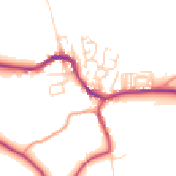 Daytime road noise heatmap for BD23 4EP