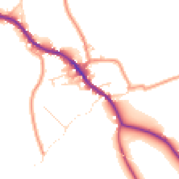 Daytime road noise heatmap for BD23 4NB
