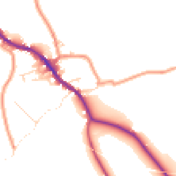Daytime road noise heatmap for BD23 4NJ