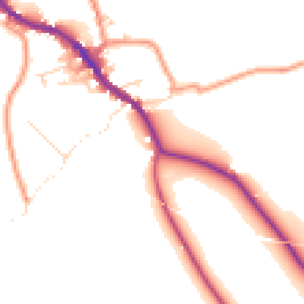 Daytime road noise heatmap for BD23 4NN