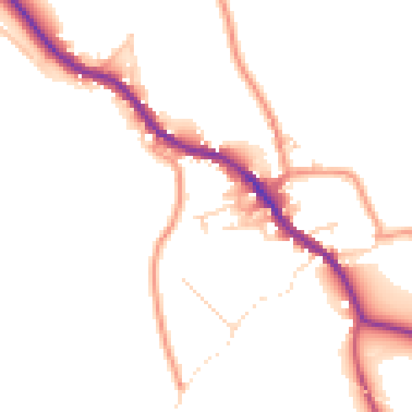 Daytime road noise heatmap for BD23 4PE