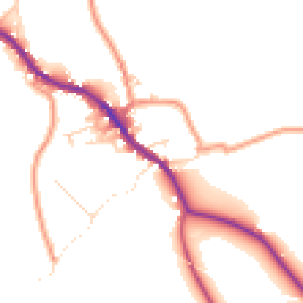 Daytime road noise heatmap for BD23 4QY