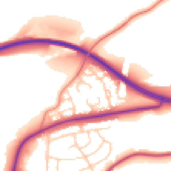 Daytime road noise heatmap for BD23 6AH