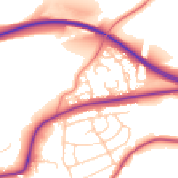 Daytime road noise heatmap for BD23 6DN