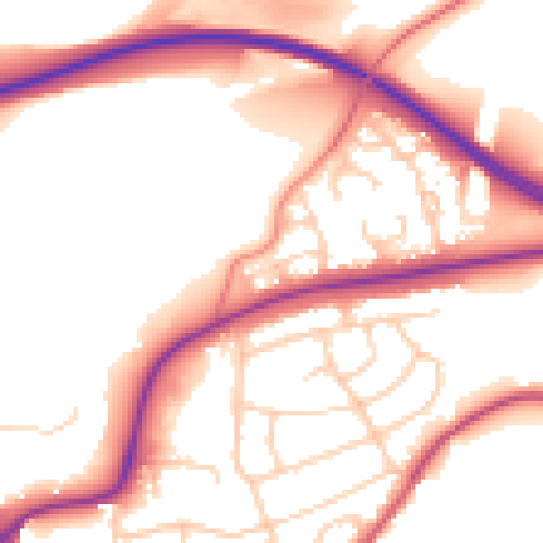 Daytime road noise heatmap for BD23 6DP