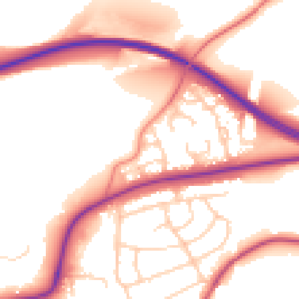 Daytime road noise heatmap for BD23 6FA