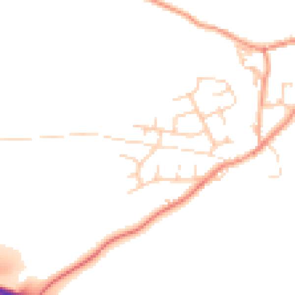 Daytime road noise heatmap for BD23 6NW
