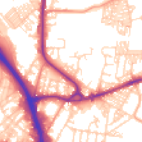 Daytime road noise heatmap for BD3 0AA