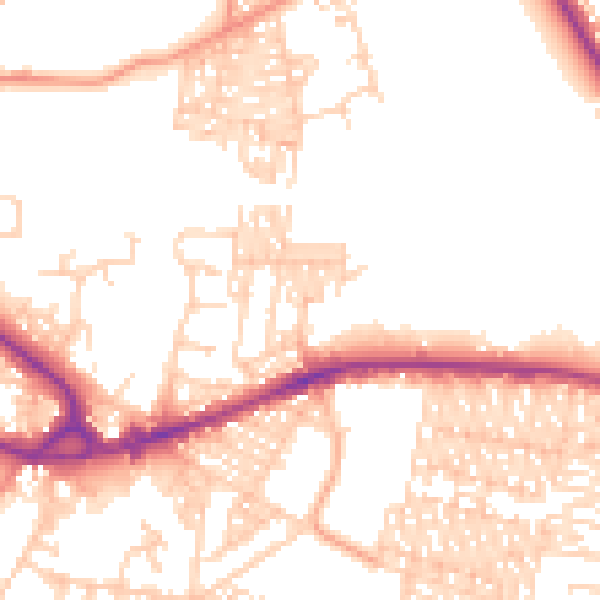 Daytime road noise heatmap for BD3 0AD