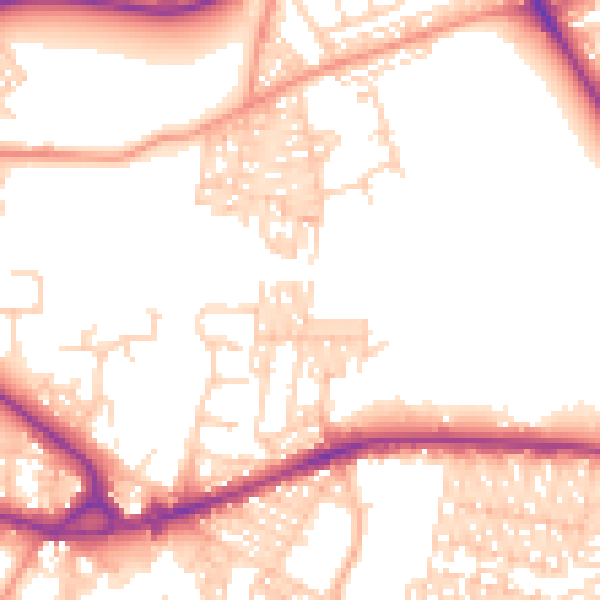 Daytime road noise heatmap for BD3 0AG