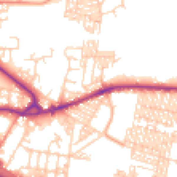 Daytime road noise heatmap for BD3 0AJ