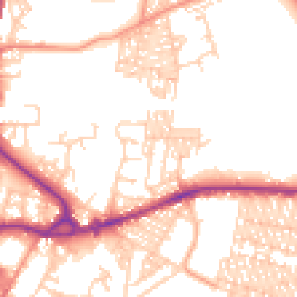 Daytime road noise heatmap for BD3 0AL