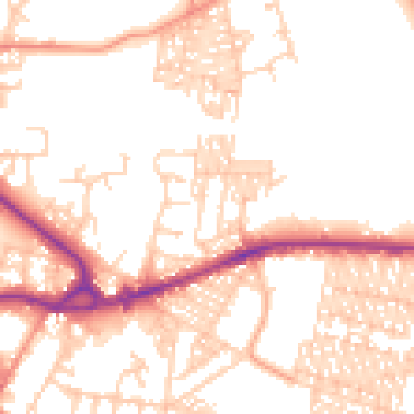 Daytime road noise heatmap for BD3 0AN
