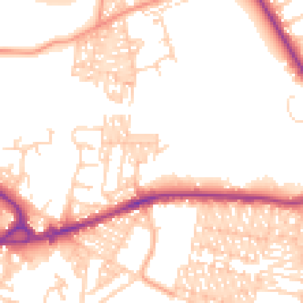 Daytime road noise heatmap for BD3 0AS