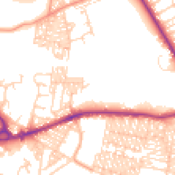 Daytime road noise heatmap for BD3 0AT