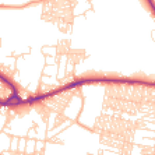 Daytime road noise heatmap for BD3 0AU
