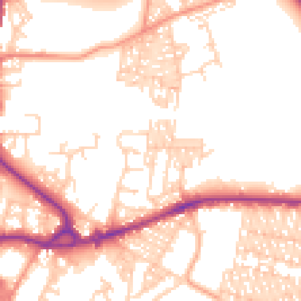 Daytime road noise heatmap for BD3 0AW