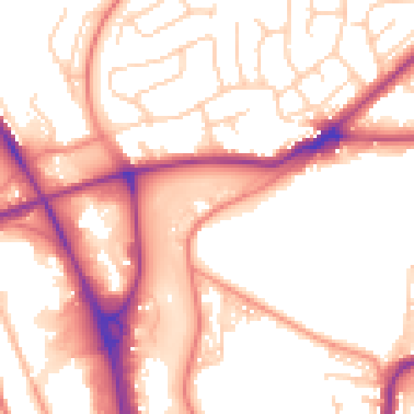 Daytime road noise heatmap for BD3 0AY