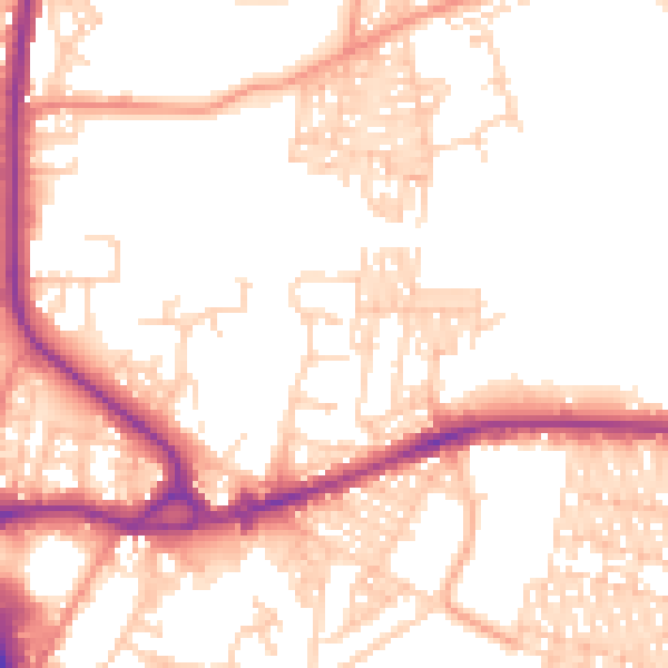 Daytime road noise heatmap for BD3 0AZ