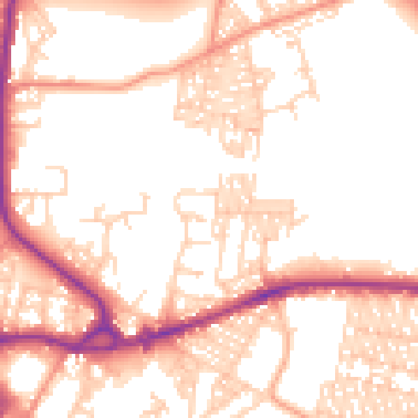 Daytime road noise heatmap for BD3 0BA
