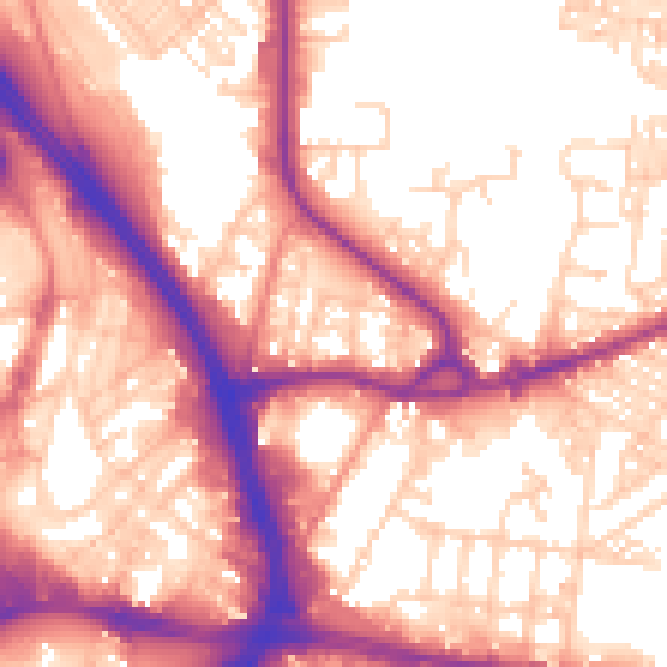 Daytime road noise heatmap for BD3 0BD
