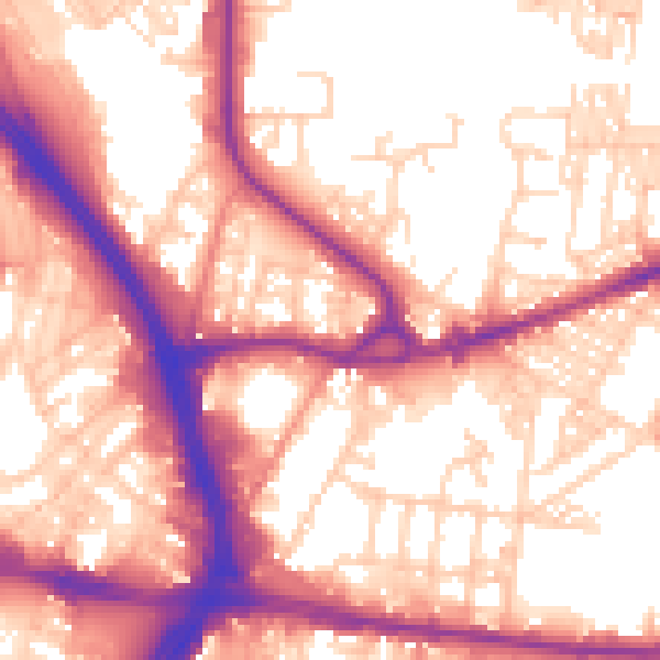 Daytime road noise heatmap for BD3 0BJ