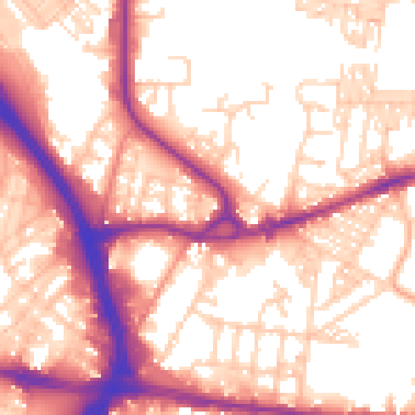 Daytime road noise heatmap for BD3 0BP