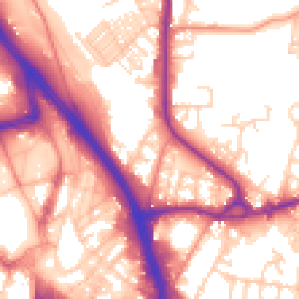 Daytime road noise heatmap for BD3 0BQ