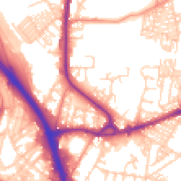 Daytime road noise heatmap for BD3 0BW