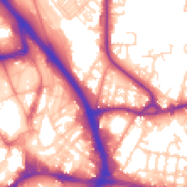Daytime road noise heatmap for BD3 0BX