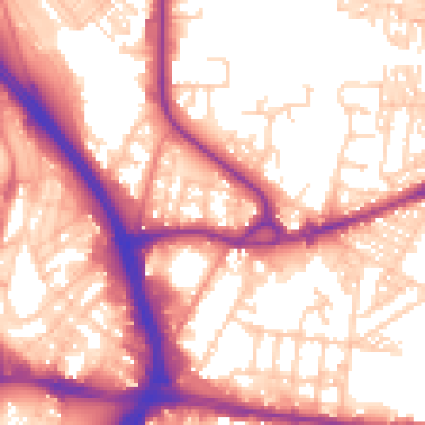 Daytime road noise heatmap for BD3 0BZ