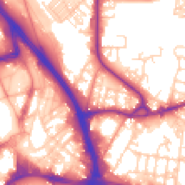 Daytime road noise heatmap for BD3 0DD