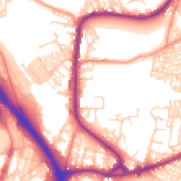 Daytime road noise heatmap for BD3 0DG