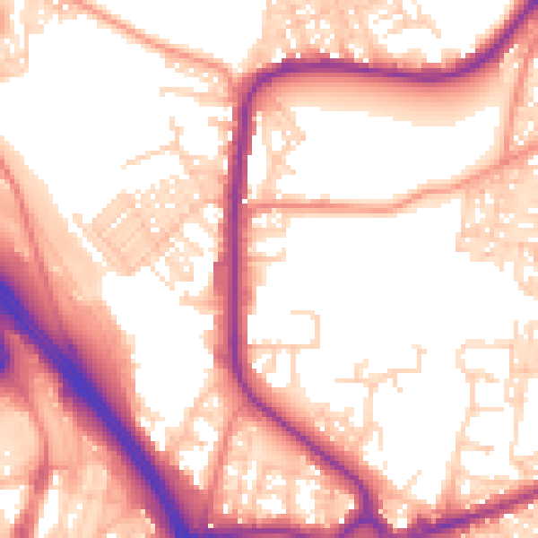 Daytime road noise heatmap for BD3 0DL