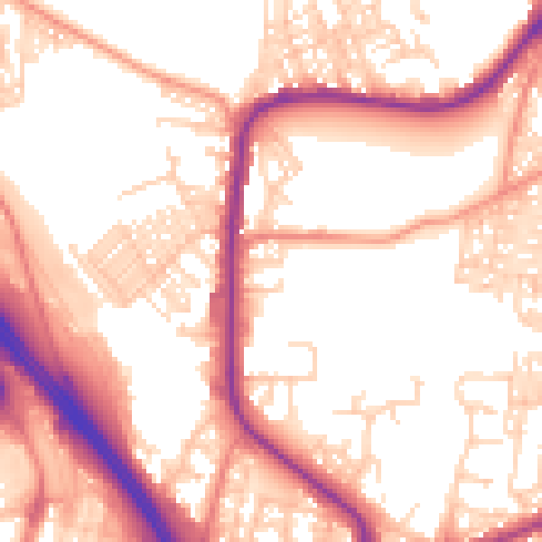 Daytime road noise heatmap for BD3 0DN