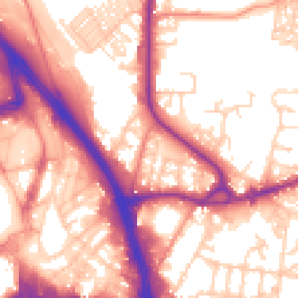 Daytime road noise heatmap for BD3 0DP