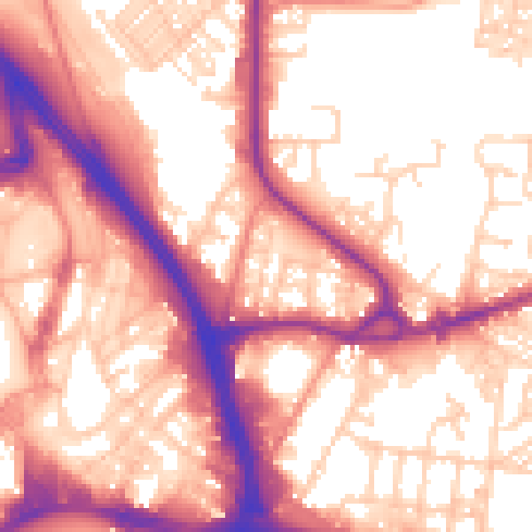 Daytime road noise heatmap for BD3 0DT