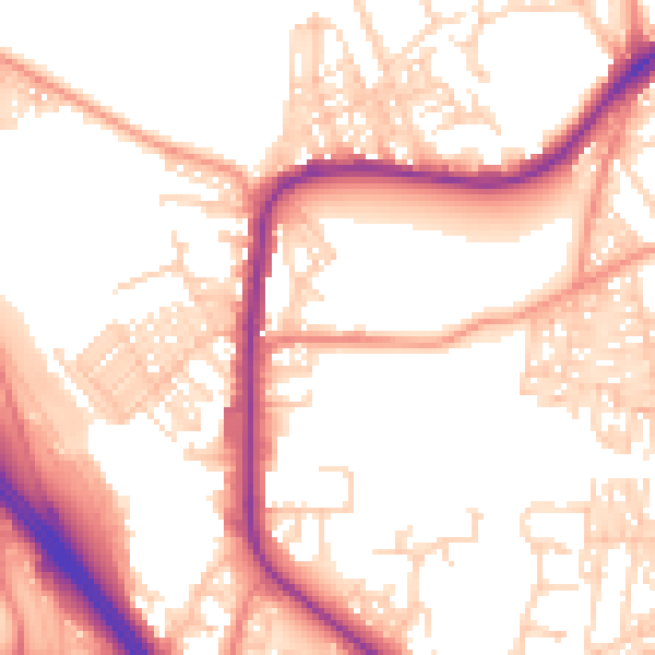 Daytime road noise heatmap for BD3 0DW